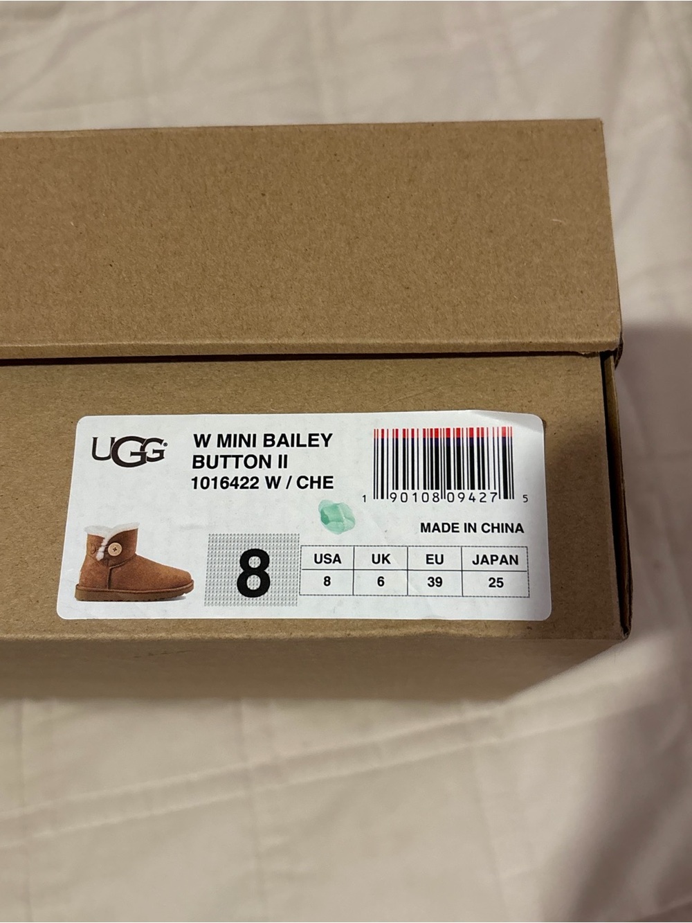 UGG  Mini Bailey Button II Chestnut Boots Size 8